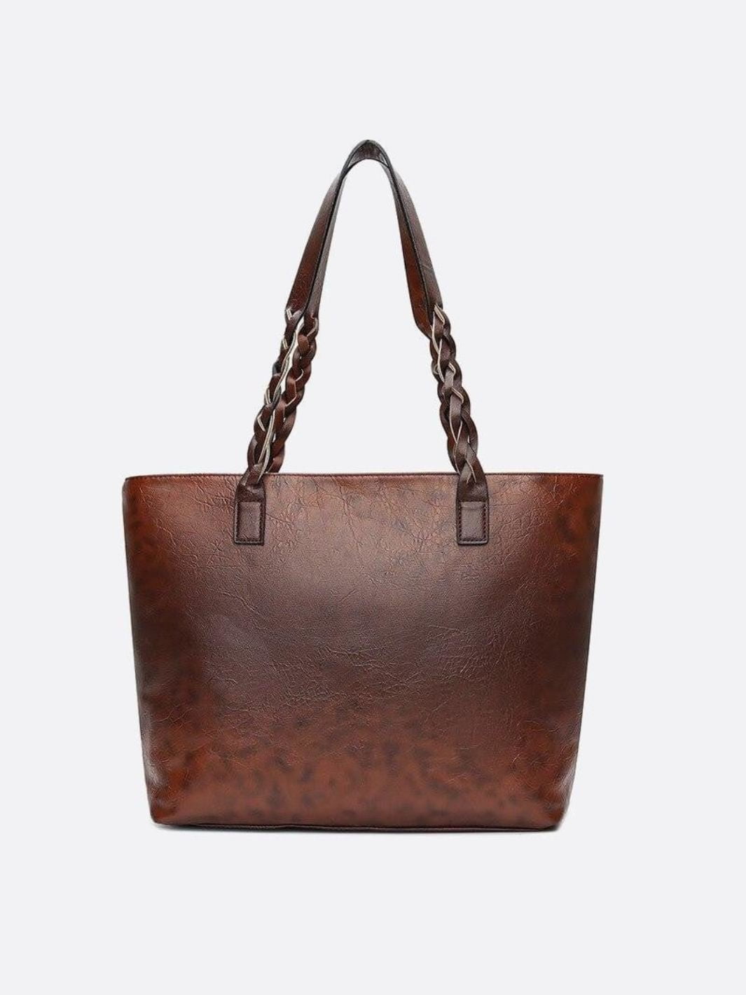 Boho Leather Tote Bag – Braided Straps & Tassel Charm - in Dark Brown | Arvea Bags