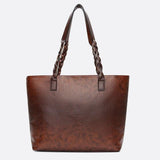 Boho Leather Tote Bag – Braided Straps & Tassel Charm - in Dark Brown | Arvea Bags