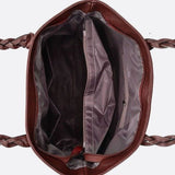 Boho Leather Tote Bag – Braided Straps & Tassel Charm - in Dark Brown | Arvea Bags