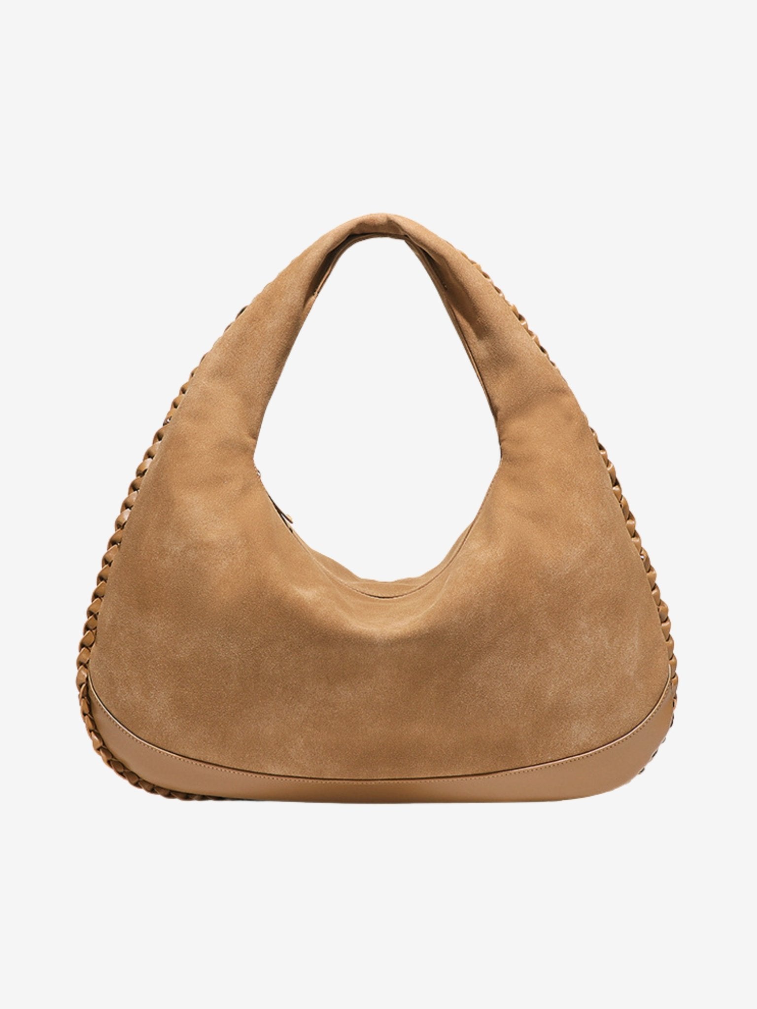 Chloe Suede and Leather Crescent Hobo Bag – Luxury Large Shoulder Bag for Women - in Camel | Arvea Bags