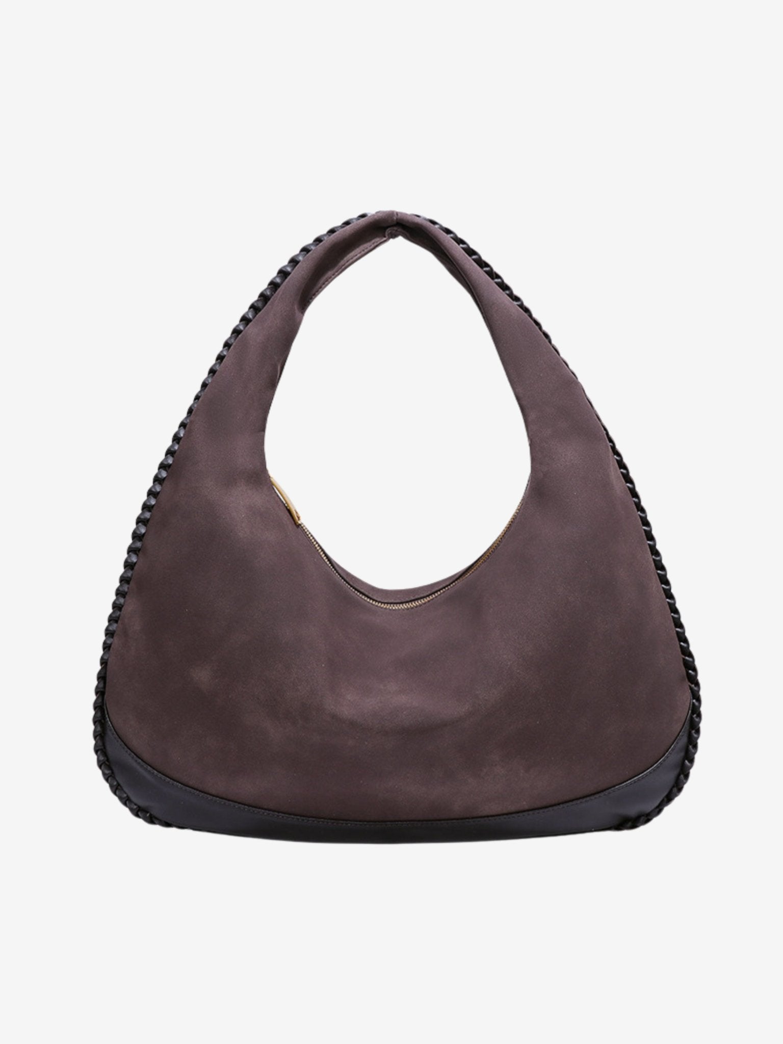Chloe Suede and Leather Crescent Hobo Bag – Luxury Large Shoulder Bag for Women - in Dark Brown | Arvea Bags