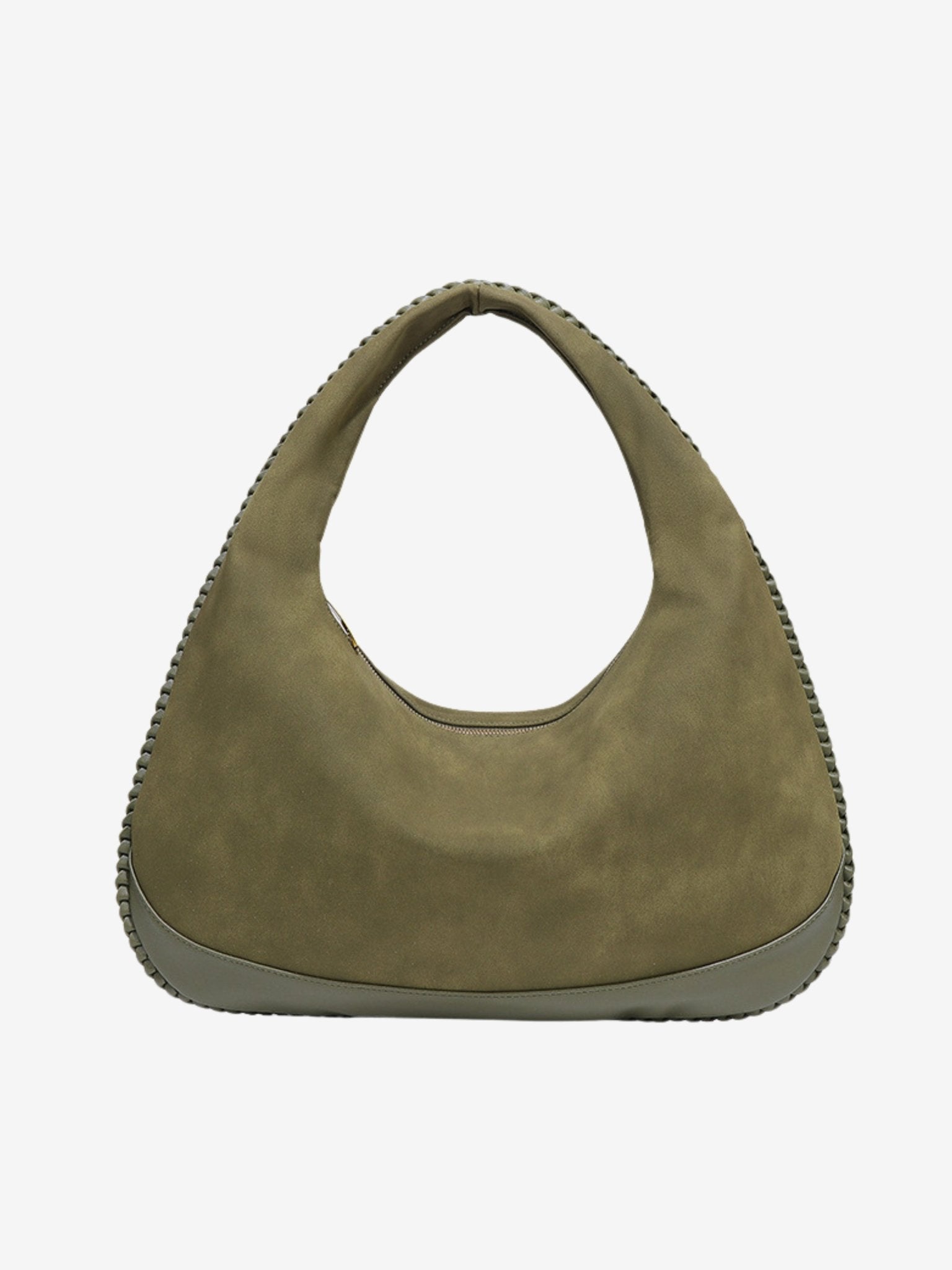 Chloe Suede and Leather Crescent Hobo Bag – Luxury Large Shoulder Bag for Women - in Olive green | Arvea Bags