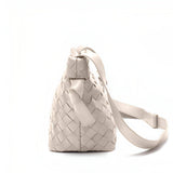 Ciara Woven Shoulder Bag – Elegant Faux Leather Tote - in Light Beige | Arvea Bags