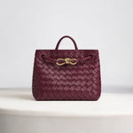Elegant Woven Leather Tote – Medium Structured Handbag for Daily Use - in Wine Red | Arvea Bags