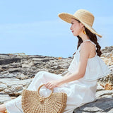 Handwoven Fan - Shaped Tote Bag – Round Handle Beach Basket - in Light Brown | Arvea Bags