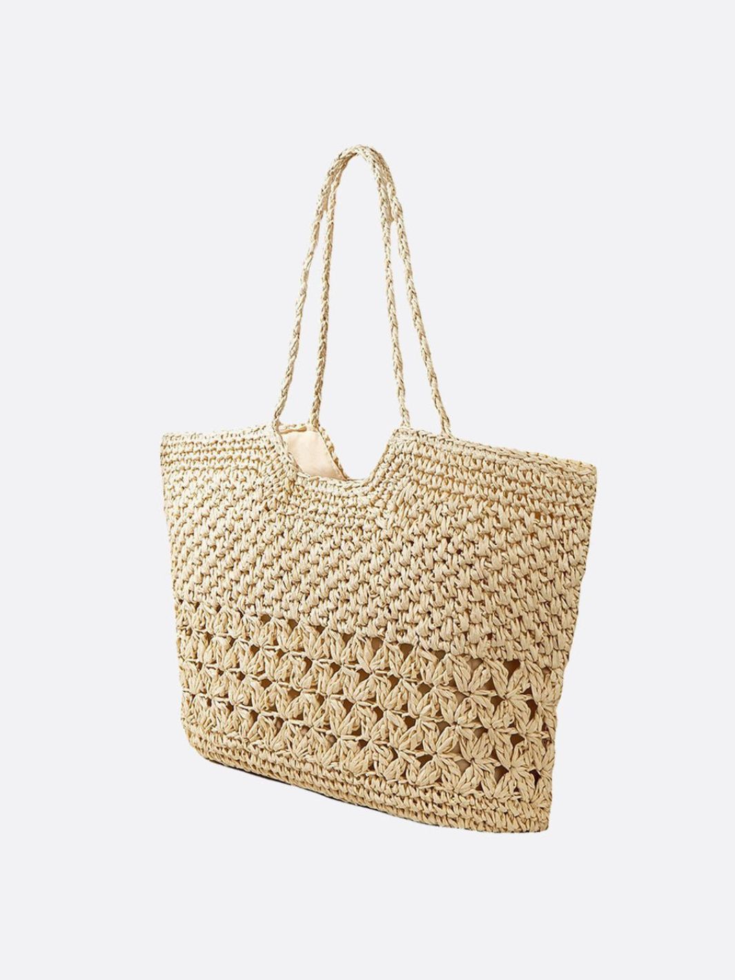 Handwoven Openwork Tote Bag – Lightweight Summer Carryall - in Beige | Arvea Bags