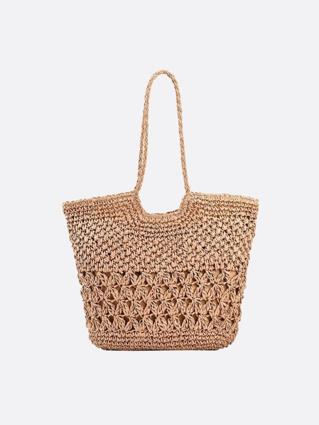 Handwoven Openwork Tote Bag – Lightweight Summer Carryall - in Light Brown | Arvea Bags