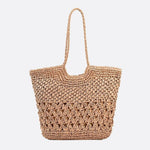 Handwoven Openwork Tote Bag – Lightweight Summer Carryall - in Light Brown | Arvea Bags
