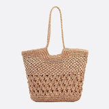 Handwoven Openwork Tote Bag – Lightweight Summer Carryall - in Light Brown | Arvea Bags