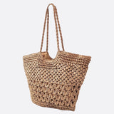 Handwoven Openwork Tote Bag – Lightweight Summer Carryall - in Light Brown | Arvea Bags