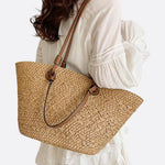 Handwoven Straw Shoulder Bag – Elegant, Functional & Lightweight - in Camel | Arvea Bags