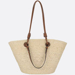 Handwoven Straw Shoulder Bag – Elegant, Functional & Lightweight - in Cream | Arvea Bags