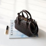 Hestia | Elegant Brown Woven Leather Handbag – Timeless Craftsmanship & Everyday Luxury - in Black | Arvea Bags