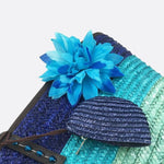 Marbella Bloom Straw Tote – Woven Beach Bag - in Blue | Arvea Bags