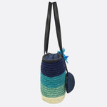 Marbella Bloom Straw Tote – Woven Beach Bag - in Blue | Arvea Bags