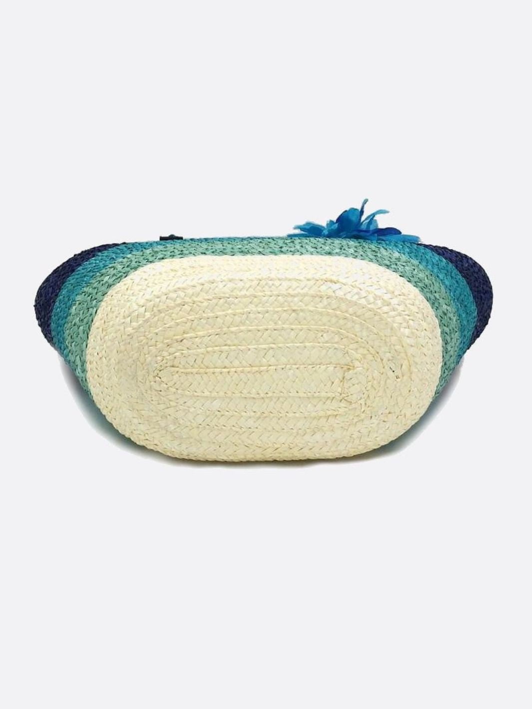 Marbella Bloom Straw Tote – Woven Beach Bag - in Blue | Arvea Bags