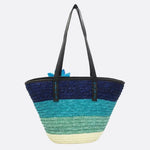 Marbella Bloom Straw Tote – Woven Beach Bag - in Blue | Arvea Bags
