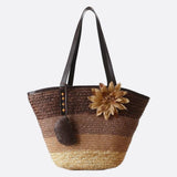 Marbella Bloom Straw Tote – Woven Beach Bag - in Light Brown | Arvea Bags