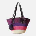 Marbella Bloom Straw Tote – Woven Beach Bag - in Purple | Arvea Bags