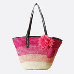 Marbella Bloom Straw Tote – Woven Beach Bag - in Salmon Pink | Arvea Bags