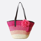 Marbella Bloom Straw Tote – Woven Beach Bag - in Salmon Pink | Arvea Bags