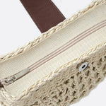 Rio Half - Moon Rope Crossbody Bag – Open - Weave Straw Bag - in Beige | Arvea Bags
