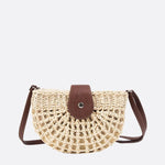 Rio Half - Moon Rope Crossbody Bag – Open - Weave Straw Bag - in Beige | Arvea Bags