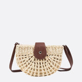 Rio Half - Moon Rope Crossbody Bag – Open - Weave Straw Bag - in Beige | Arvea Bags