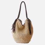 Sierra Soft Straw Shoulder Bag – Woven Hobo Tote - in Beige | Arvea Bags