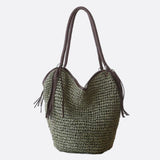 Sierra Soft Straw Shoulder Bag – Woven Hobo Tote - in Green | Arvea Bags