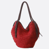 Sierra Soft Straw Shoulder Bag – Woven Hobo Tote - in Red | Arvea Bags