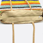 Striped Woven Tote Bag with Tassel Detail - in Mulicolor | Arvea Bags