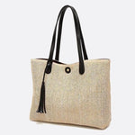 Tassel - Detail Woven Shoulder Bag – Elegant & Functional - in Black | Arvea Bags