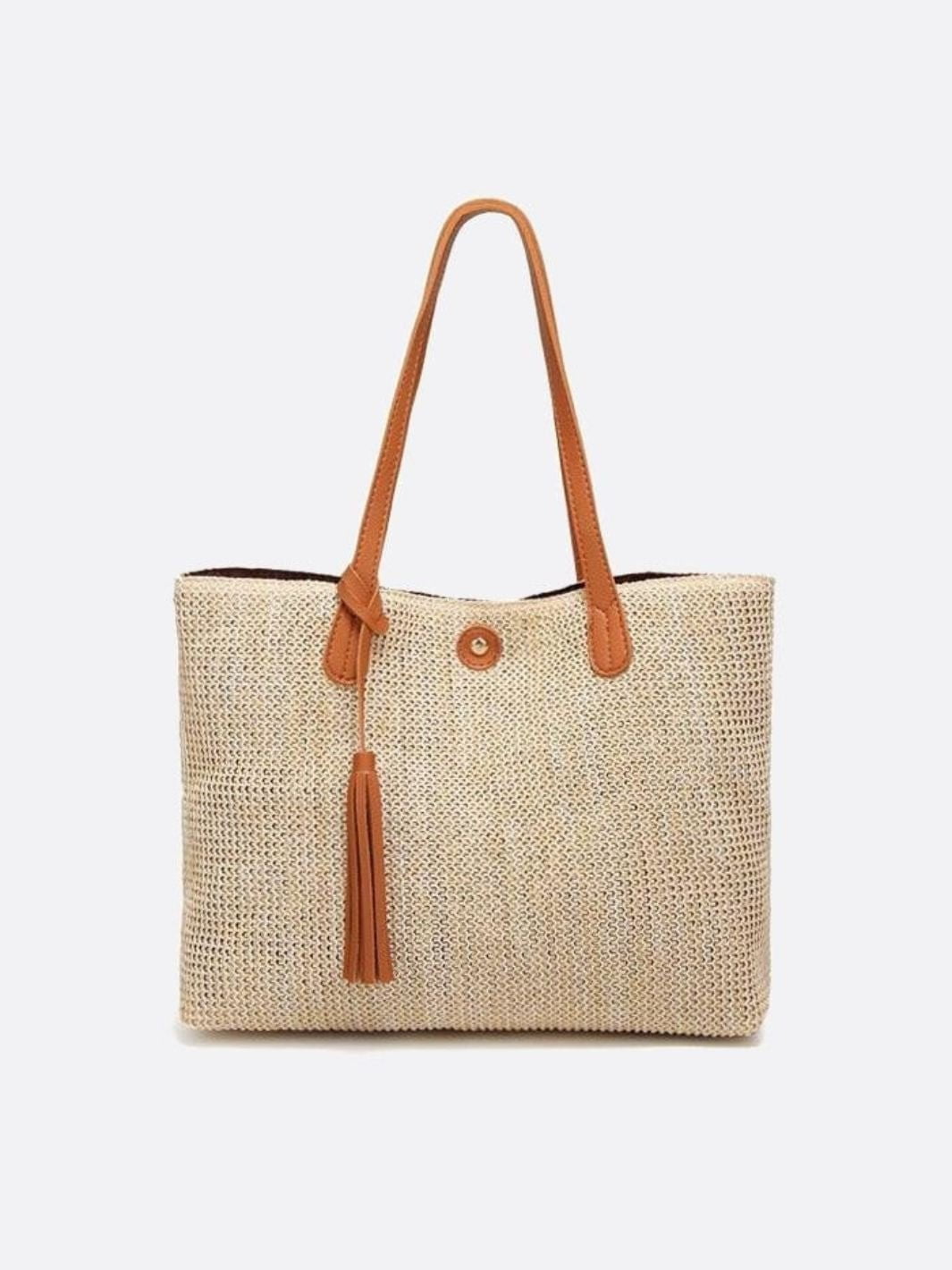 Tassel - Detail Woven Shoulder Bag – Elegant & Functional - in Camel | Arvea Bags