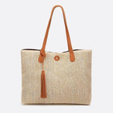 Tassel - Detail Woven Shoulder Bag – Elegant & Functional - in Camel | Arvea Bags