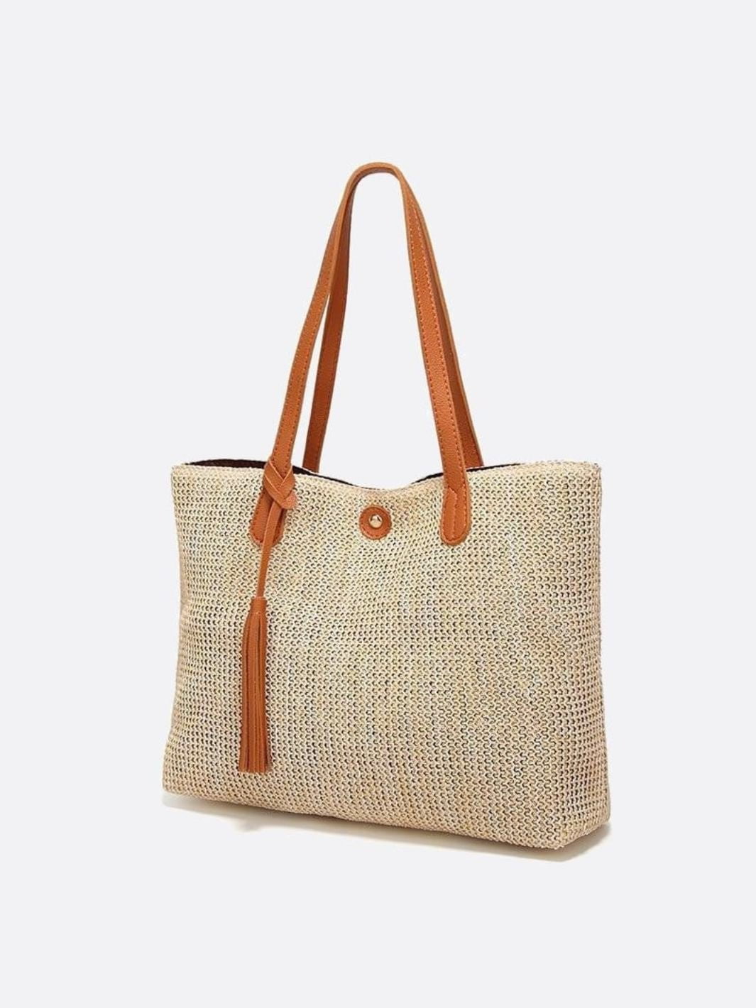 Tassel - Detail Woven Shoulder Bag – Elegant & Functional - in Camel | Arvea Bags