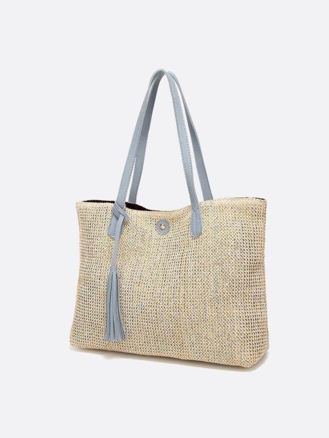 Tassel - Detail Woven Shoulder Bag – Elegant & Functional - in Grey | Arvea Bags