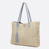 Tassel - Detail Woven Shoulder Bag – Elegant & Functional - in Grey | Arvea Bags