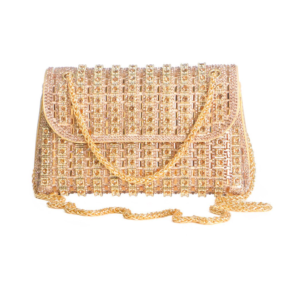 Aeris | Luxury Turquoise Crystal Evening Bag – Bold & Elegant Statement Piece - in Gold | Arvea Bags