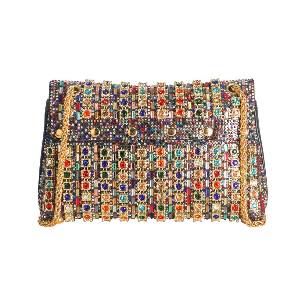 Aeris | Luxury Turquoise Crystal Evening Bag – Bold & Elegant Statement Piece - in Mulicolor | Arvea Bags