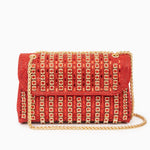 Aeris | Luxury Turquoise Crystal Evening Bag – Bold & Elegant Statement Piece - in Red | Arvea Bags