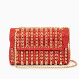 Aeris | Luxury Turquoise Crystal Evening Bag – Bold & Elegant Statement Piece - in Red | Arvea Bags