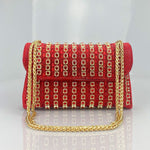 Aeris | Luxury Turquoise Crystal Evening Bag – Bold & Elegant Statement Piece - in Red | Arvea Bags