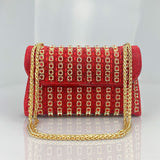 Aeris | Luxury Turquoise Crystal Evening Bag – Bold & Elegant Statement Piece - in Red | Arvea Bags