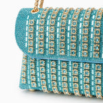 Aeris | Luxury Turquoise Crystal Evening Bag – Bold & Elegant Statement Piece - in Sky Blue | Arvea Bags