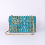 Aeris | Luxury Turquoise Crystal Evening Bag – Bold & Elegant Statement Piece - in Sky Blue | Arvea Bags
