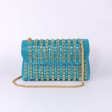 Aeris | Luxury Turquoise Crystal Evening Bag – Bold & Elegant Statement Piece - in Sky Blue | Arvea Bags