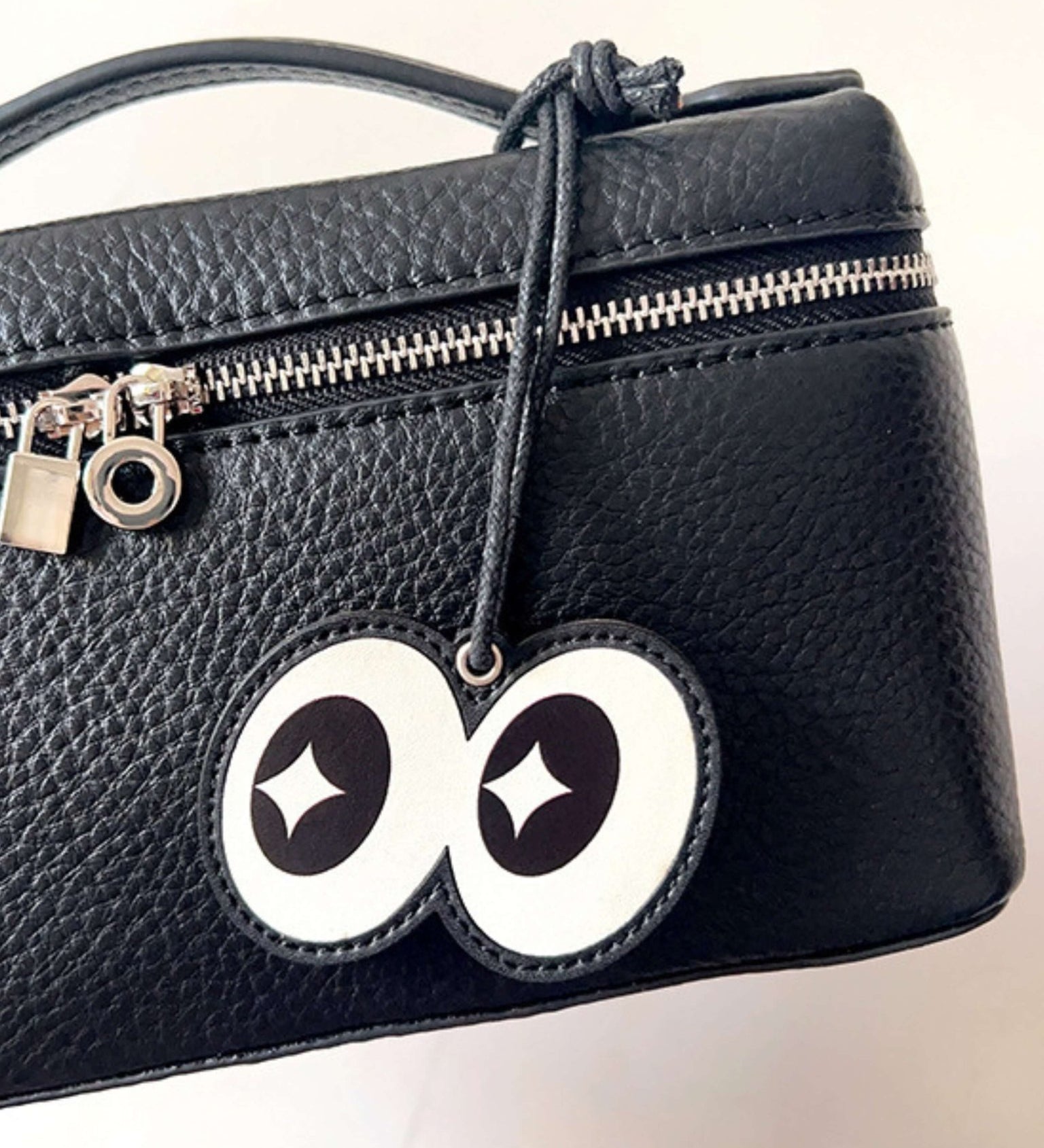 Aeriselle | Wide - Eyed Leather Bag Charm – Playful, Bold & Eye - Catching - in Black | Arvea Bags