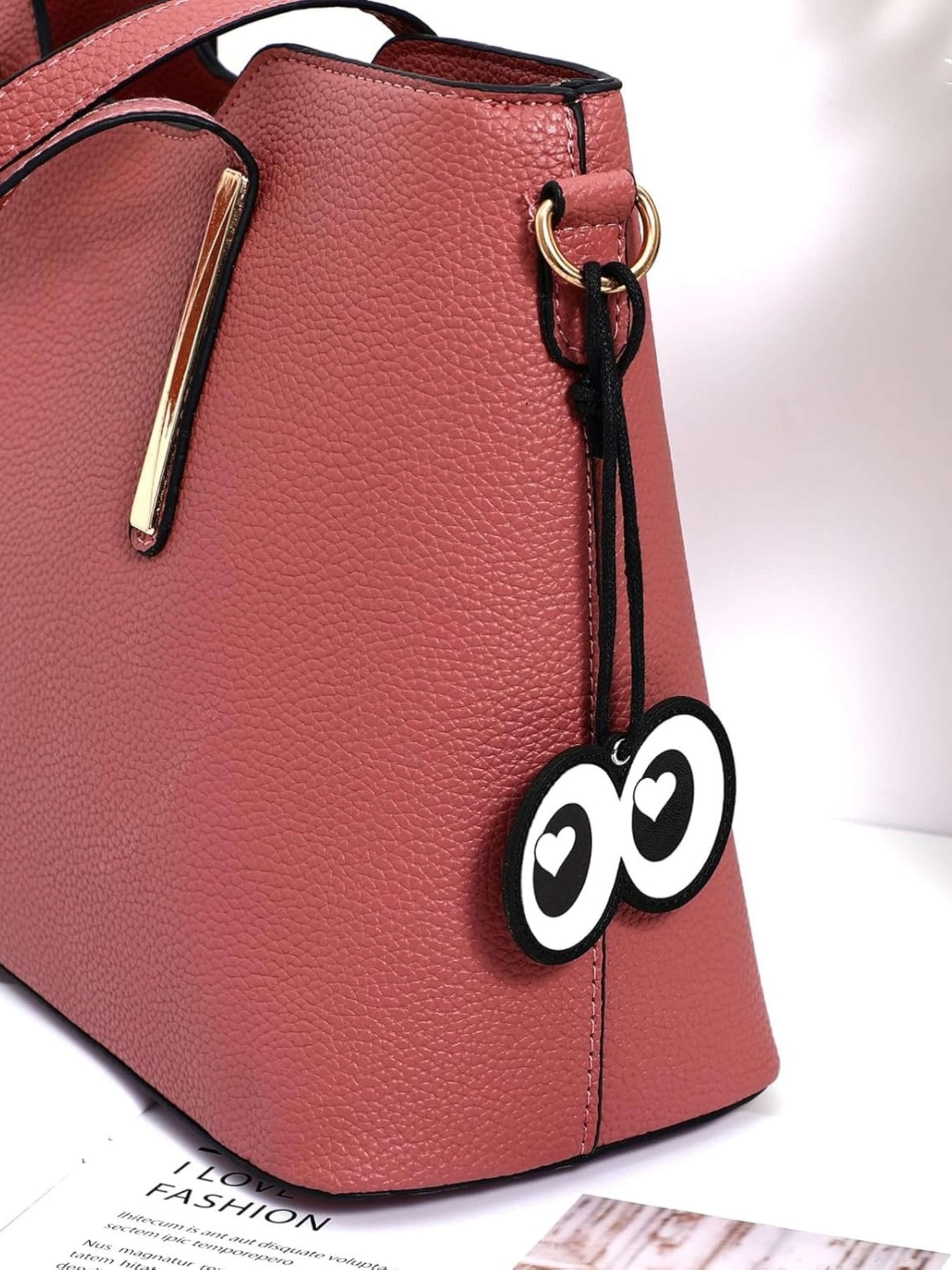 Aeriselle | Wide - Eyed Leather Bag Charm – Playful, Bold & Eye - Catching - in Suede Black | Arvea Bags