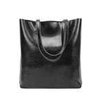 Alma | Classic Leather Tote Bag – Slim Handles & Spacious Interior - in Black | Arvea Bags